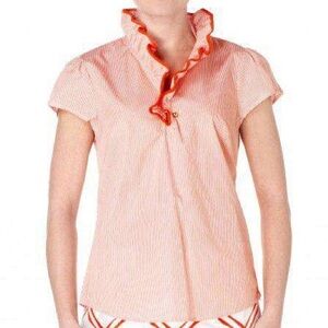 Elizabeth McKay Striped Orange Blouse